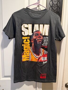 Mitchell & Ness Black Lakers Graphic Tee with Yellow and White Print